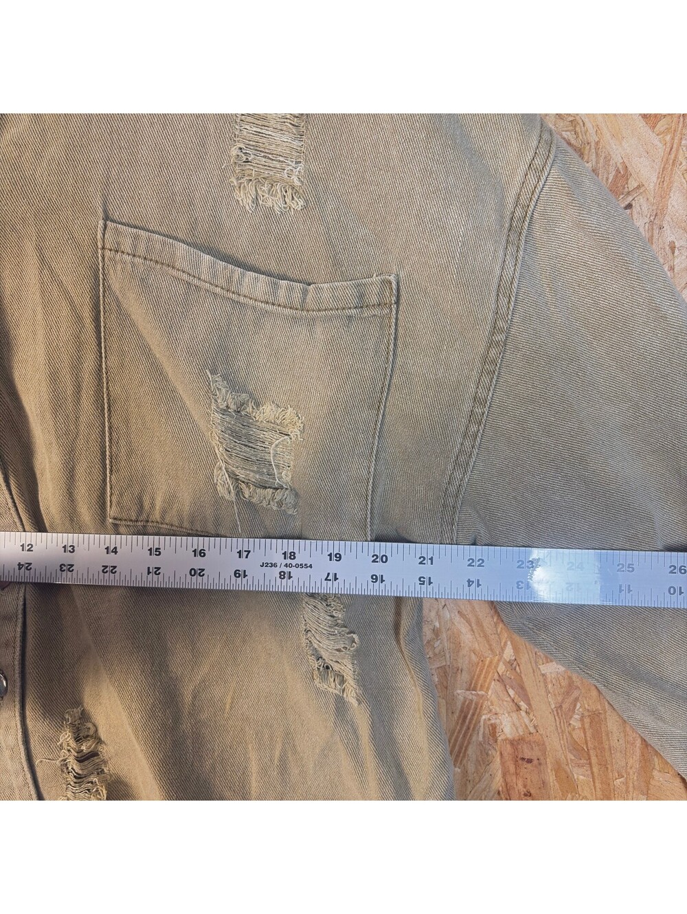 Beige Pol Distressed Button Front Shacket - Picture 5 of 8